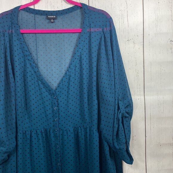 Torrid Blue Polka Dot Chiffon Fit & Flare Mini Dress Romantic
Girly Grunge - Picture 5 of 14